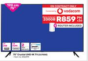 Samsung 190cm (75") Crystal UHD 4K TV CU7000-Home Internet 200GB