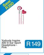 Yurbuds Inspire 300 In Ear Sport Headphone - Pink