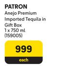 Patron Anejo Premium Imported Tequila In Gift Box-750ml Each