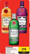 Tanqueray Imported, Blackcurrant Royale Distilled Or Flor de Sevilla Gin-750ml Each