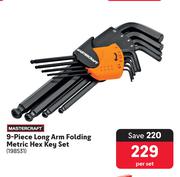 Mastercraft 9-Piece Long Arm Folding Metric Hex key Set-Per Set