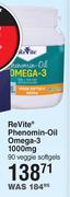 Revite Phenomin Oil Omega 3 1000mg-90 Veggie Softgels