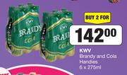 KWV Brandy & Cola Handies-For 2 x 6 x 275ml