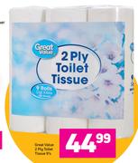 Great Value 2 Ply Toilet Tissue-9's Pack