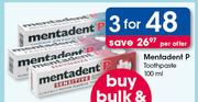 Mentadent P Toothpaste-3 x 100ml
