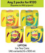 Lipton Ice Tea Cans (All Variants)-For 2 x 6 x 300ml