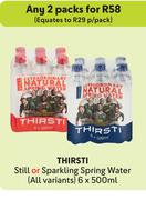 Thirsti Still Or Sparkling Spring Water (All Variants)-For 2 x 6 x 500ml
