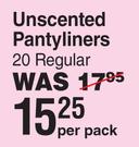 Gynaguard Unscented Pantyliners 20 Regular-Per Pack