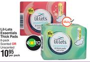 Lil-Lets Essentials Thick Pads 8 Pack Scented Or Unscented-Per Pack