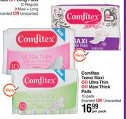 Comfitex Teenz Maxi Or Ultra Thin Or Maxi Thick Pads 10 Pack Scented Or Unscented-Per Pack