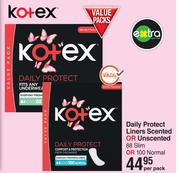 Kotex Daily Protect Liners Scented Or Unscented 88 Slim Or 100 Normal-Per Pack