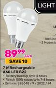 Light Worx 7W Rechargeable A60 LED B22-Each