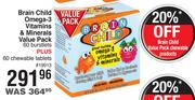Brain Child Omega-3 Vitamins & Minerals Value Pack-60 Burslets Plus 60 Chewable Tablet