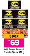 Koo Baked Beans In Tomato Sauce-For 5 x 410g