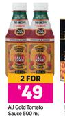 All Gold Tomato Sauce-For 2 x 500ml