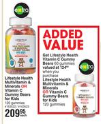 Lifestyle Health Multivitamin & Minerals Or Vitamin C Gummy Bears For Kids 120 Gummies-Each