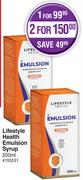 Lifestyle Health Emulsion Syrup-For 2 x 200ml