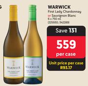 Warwick First Lady Chardonnay Or Sauvignon Blanc-6 x 750ml Per Case