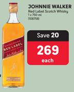 Johnnie Walker Red Label Scotch Whisky-750ml Each