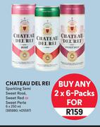 Chateau Del Rei Sparkling Semi Sweet Rose,Sweet Red Or Sweet Perle-2 x 6 x 250ml
