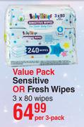 Baby Things Value Pack Sensitive Or Fresh Wipes 3 x 80 Wipes-Per 3 Pack