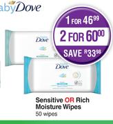 Baby Dove Sensitive Or Rich Moisture Wipes 50 Wipes-For 1