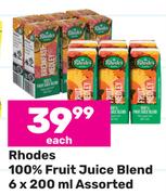 Rhodes 100% Fruit Juice Blend Assorted-6 x 200ml Each