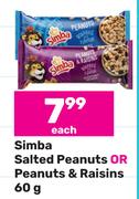 Simba Salted Peanuts Or Peanuts & Raisins-60g Each