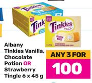 Albany Tinkies Vanilla, Chocolate Potion Or Strawberry Tingle-For Any 3 x 6 x 45g