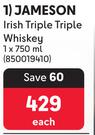 Jameson Irish Triple Whisky-750ml Each