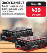 Jack Daniel's Coca-Cola Or Lite Spirit Cooler Cans-24 x 300ml Per Case