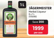 Jagermeister Herbal Liqueur-6 x 1Ltr Per Case