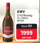 KWV 3 YO Brandy-12 x 750ml Per Case
