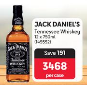 Jack Daniel's Tennesse Whisky-12 x 750ml Per Case