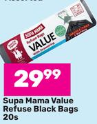 Supa Mama Value Refuse Black Bags-20s