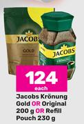 Jacobs Kronung Gold Or Original 200g Or Refill Pouch 230g-Each