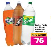Sprite, Fanta And Stoney Soft Drink Assorted-For 4 X 2Ltr