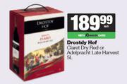 Drostdy Hof Claret Dry Red Or Adelpracht Late Harvest-5L