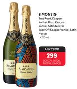 Simonsig Brut Rose,Kaapse Vonket Brut,Kaapse Vonkel Satin Nectar Rose-For 2 x 750ml