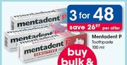 Mentadent P Toothpaste-3X100ml