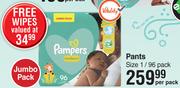 Pampers Pants Size 1/96 Pack Jumbo Pack-Per Pack