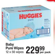 Huggies Baby Pure Wipes 12 x 56 Wipes-Per Pack