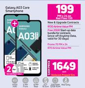 2 x Samsung Galaxy A03 Core Smartphone-On Red Flexi 130 + On Flexi 70