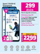 2 x Tecno Spark 7 64GB 4G Smartphone-On Red Flexi 130 + On Promo 70