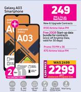2 x Samsung Galaxy A03 Smartphone-On Red Flexi 130 + On Flexi 70