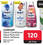 Comfort Fabric Conditioner Value Pack & Fabric Softener (All Variants)-For 3 x 800ml