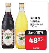 Rose's Cordial (All Variants)-750ml Each