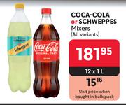 Coca Cola Or Schweppes Mixers (All Variants)-12 x 1L