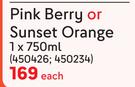 Gordon's Pink Berry Or Sunset Orange-750ml Each