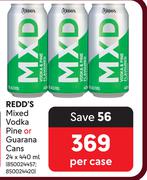 Redd's Mixed Vodka Pine Or Guarana Cans-24 x 440ml Per Case